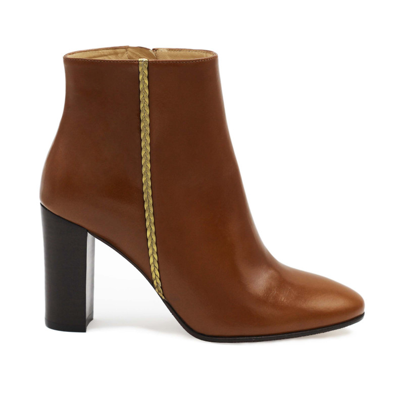 vue exterieure bottines talon cuir marron clair jules & jenn