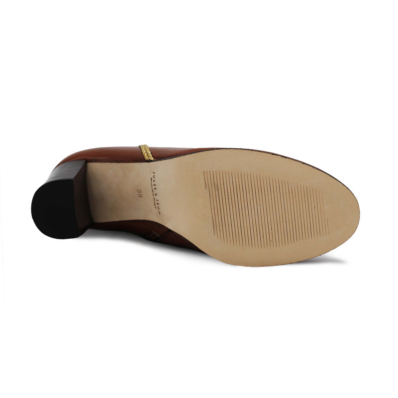 vue dessous bottines talon cuir marron clair jules & jenn