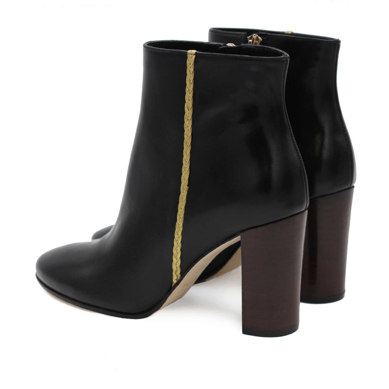 vue arriere bottines talon cuir noir jules & jenn