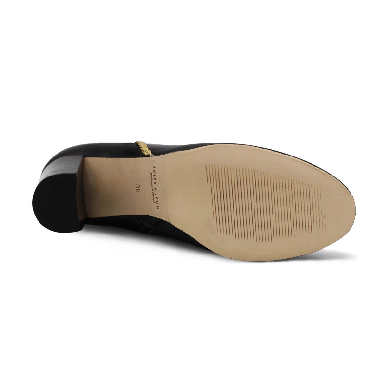 vue dessous bottines talon cuir noir jules & jenn