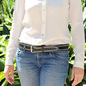 ceinture cloutee cuir noir