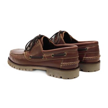 vue arrière chaussure bateau crampons cuir marron jules & jenn