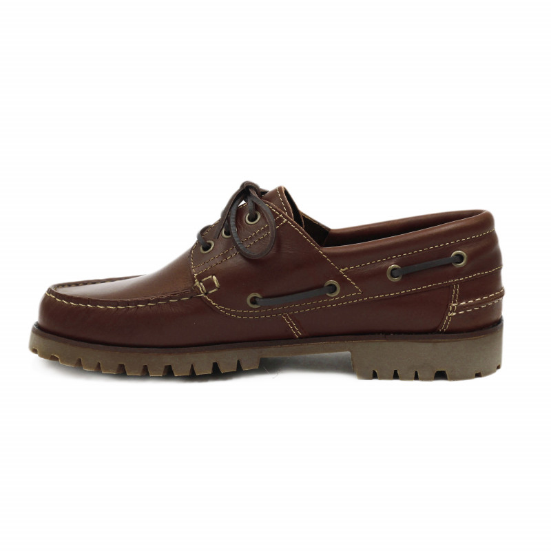 vue interieur chaussure bateau crampons cuir marron jules & jenn