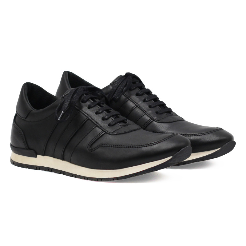 sneakers cuir noir lacets noirs jules & jenn