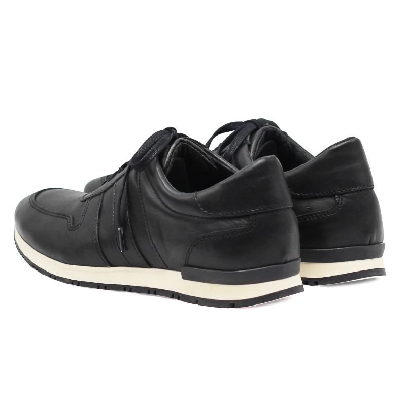 vue arriere sneakers cuir noir lacets noirs jules & jenn