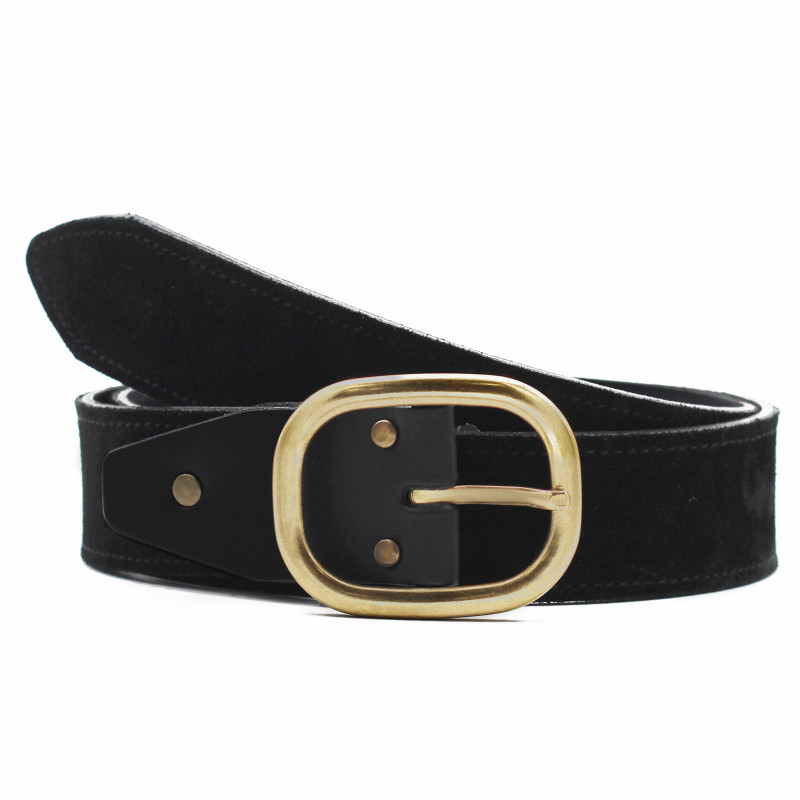 ceinture femme vintage cuir daim noir fabriquee en France