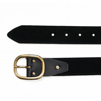 vue dessus ceinture vintage cuir daim noir jules & jenn