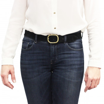 vue portée ceinture vintage cuir daim noir jules & jenn