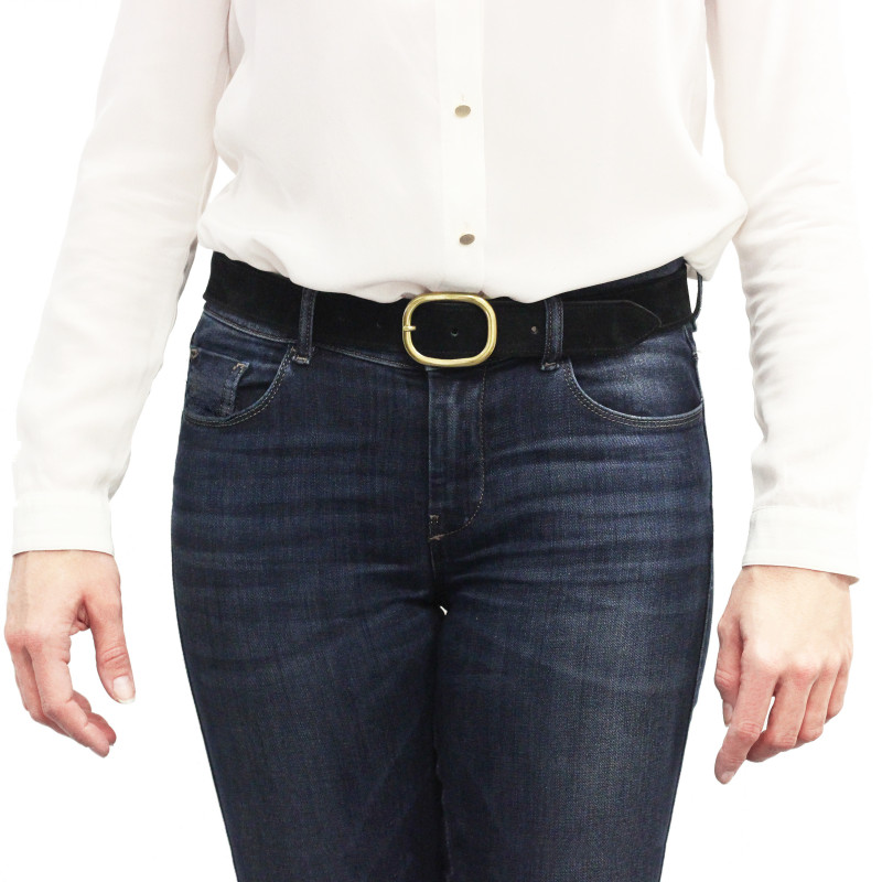 vue portée ceinture vintage cuir daim noir jules & jenn