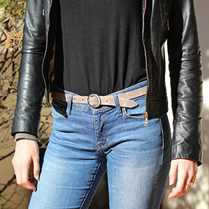 ceinture fine cuir rose metallise jules & jenn