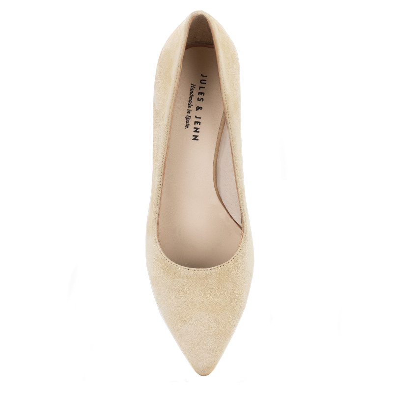 vue dessus escarpin beige cuir daim jules & jenn