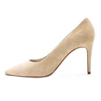 vue intérieure escarpin beige cuir daim fait main