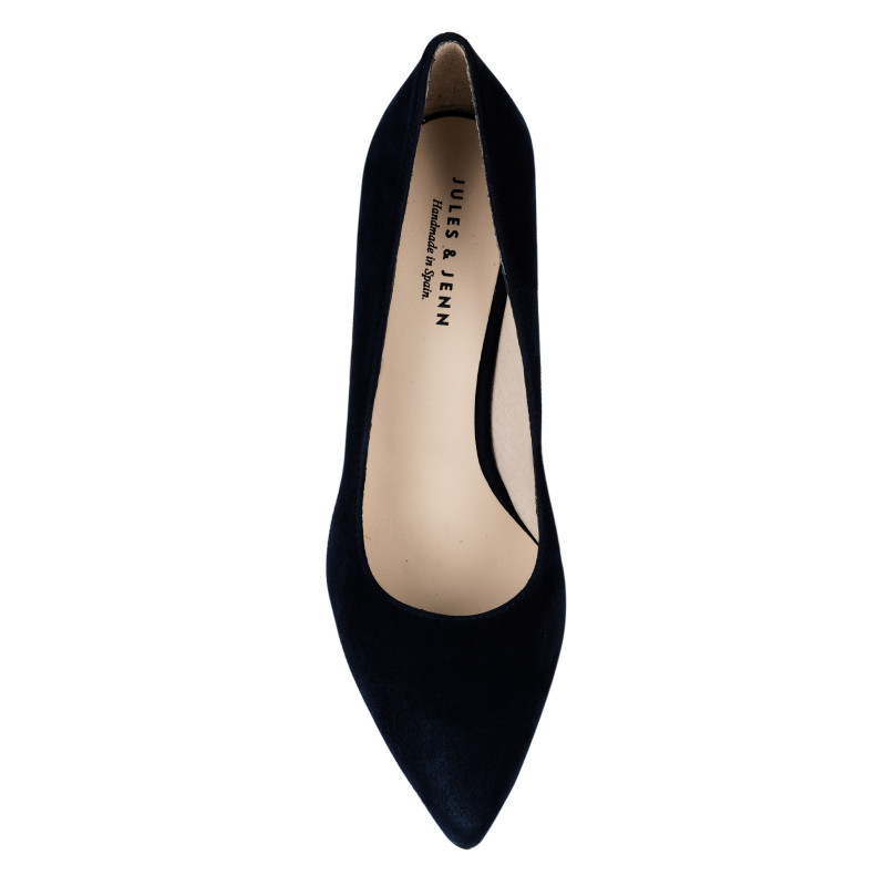 vue dessus escarpin noir cuir daim jules & jenn