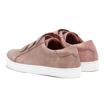 vue arrière baskets à scratch cuir rose métallisé jules & jenn