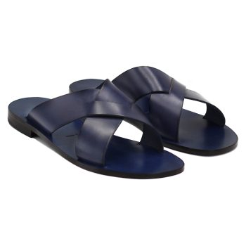 mules plates cuir bleu jules & jenn