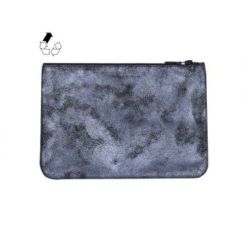 vue arriere pochette cuir upcycle argente metallise moyen modele jules & jenn