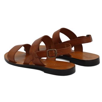 vue arrière sandales plates cuir camel jules & jenn