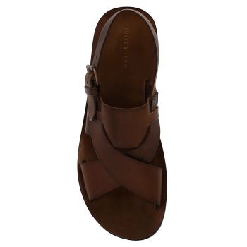 vue dessus sandales homme cuir marron jules & jenn