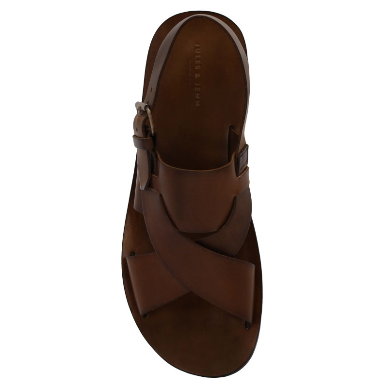 vue dessus sandales homme cuir marron jules & jenn