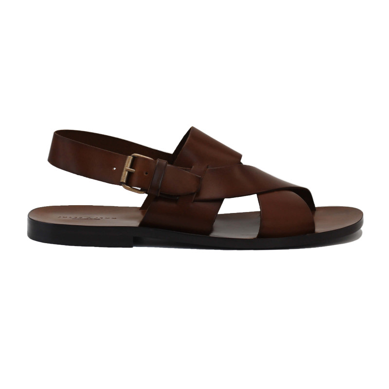 vue exterieur sandales homme cuir marron jules & jenn