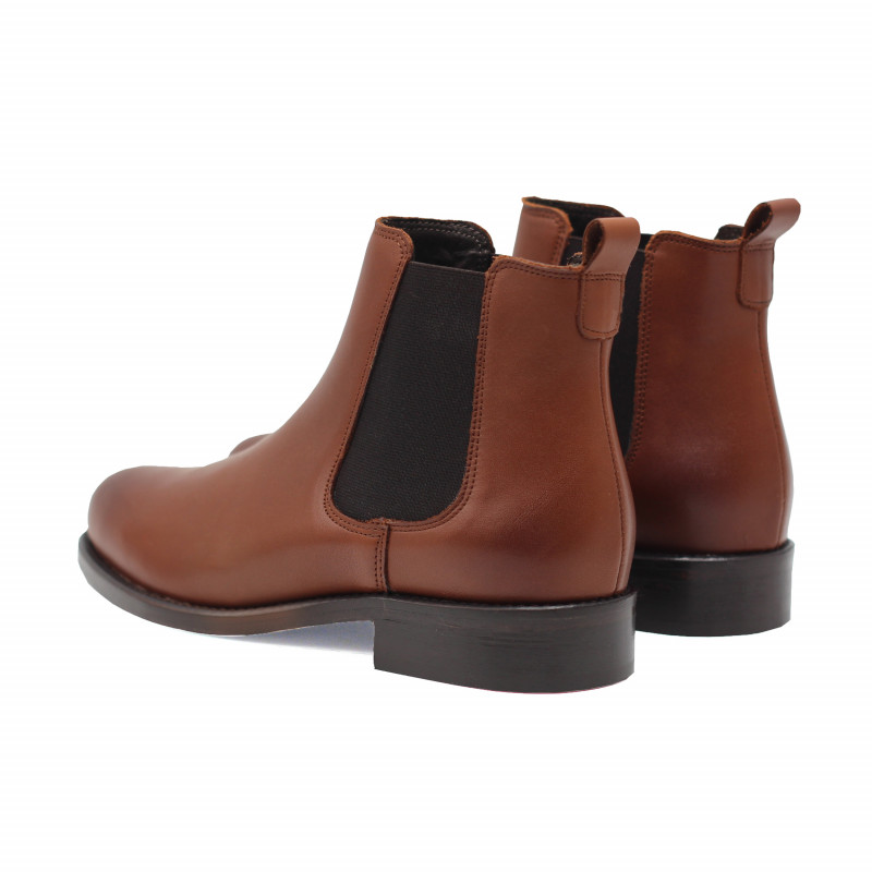 vue arrière bottines chelsea plates cuir camel