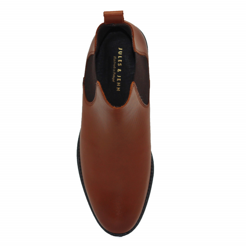 vue dessus bottines chelsea cuir camel jules & jenn