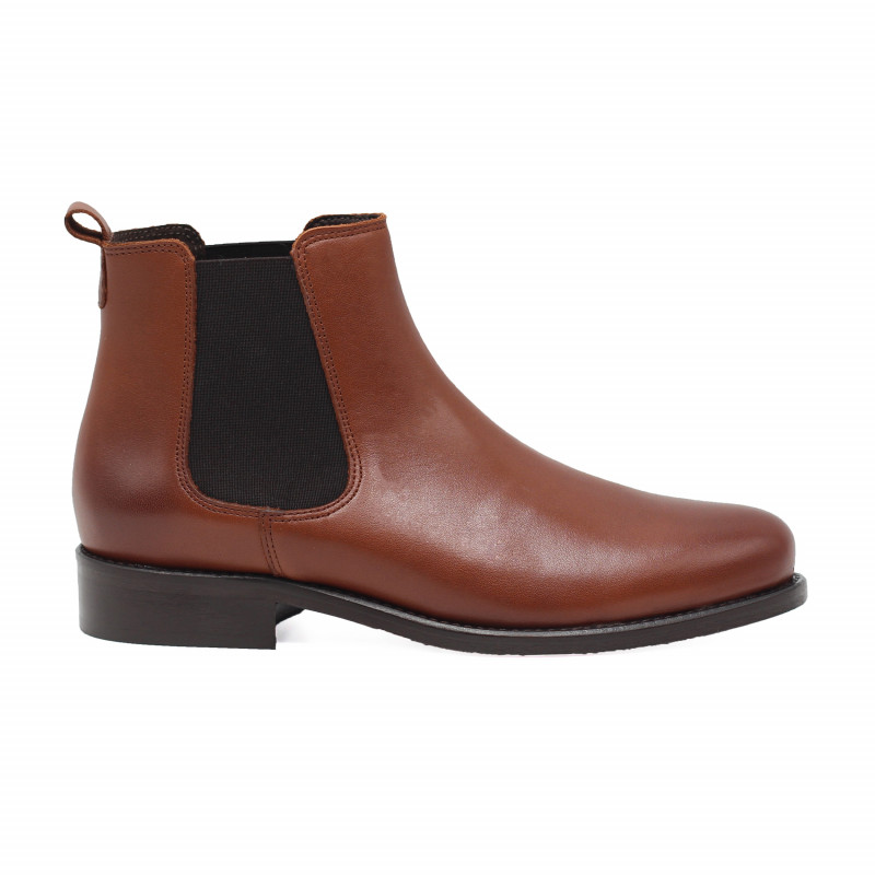 vue extérieure bottines chelsea plates cuir camel