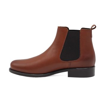 vue intérieure bottines chelsea plates cuir camel