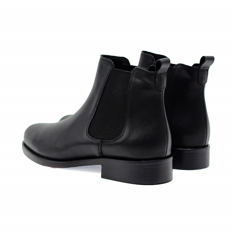 vue arrière bottines chelsea plates cuir noir