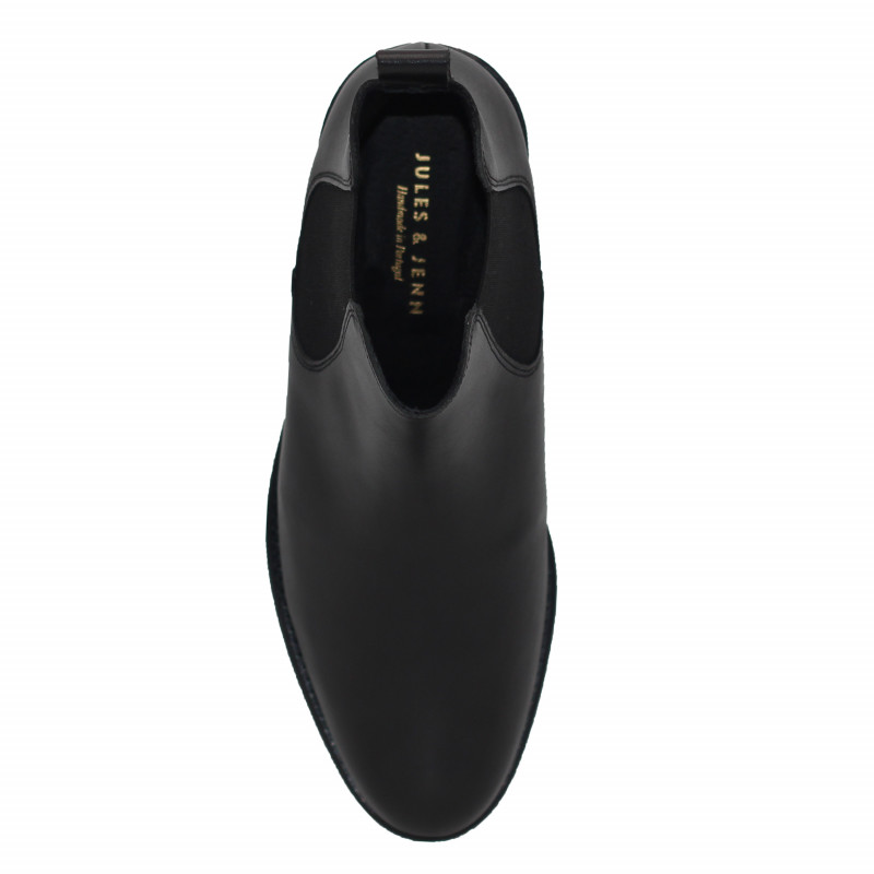 vue dessus bottines chelsea cuir noir jules & jenn