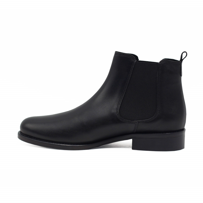 vue intérieure bottines chelsea plates cuir noir