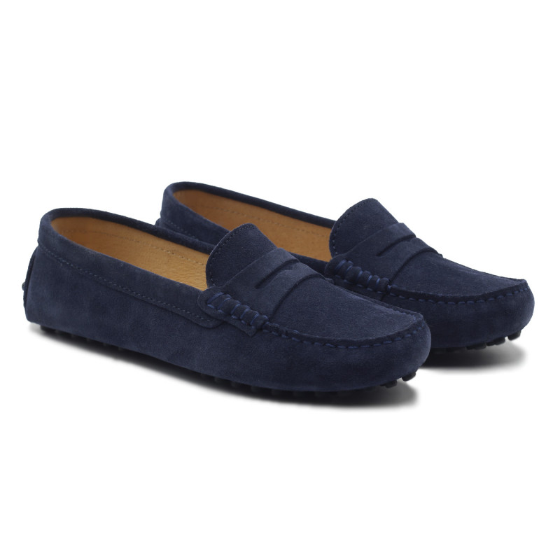 mocassins femme cuir daim bleu jules & jenn