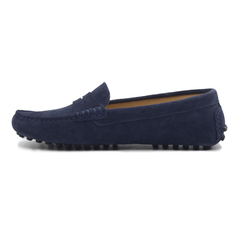 vue interieure mocassins femme cuir daim bleu jules & jenn