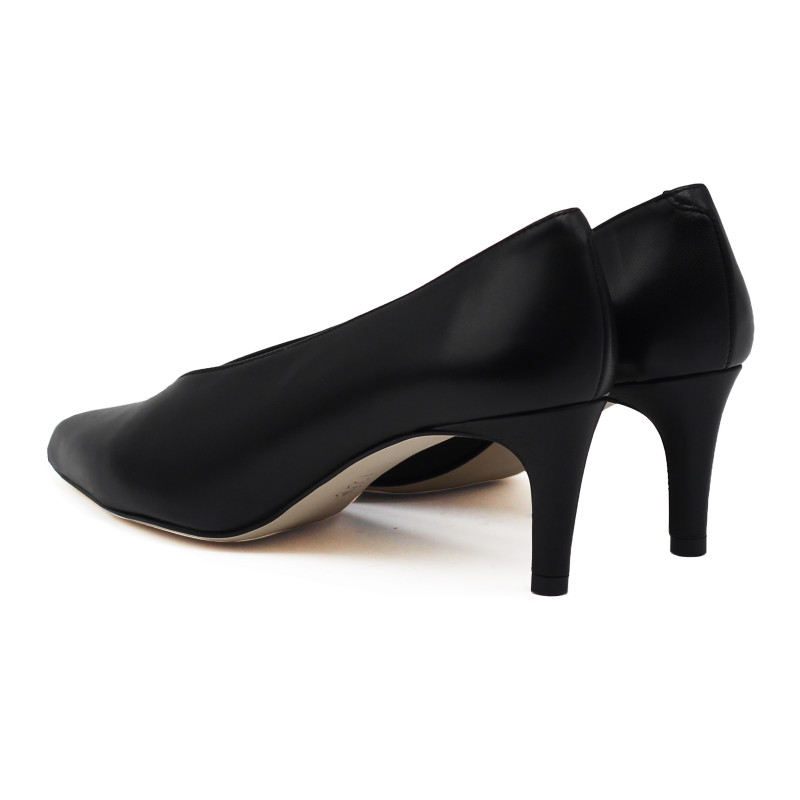 vue arriere escarpin decollete V cuir noir jules & jenn