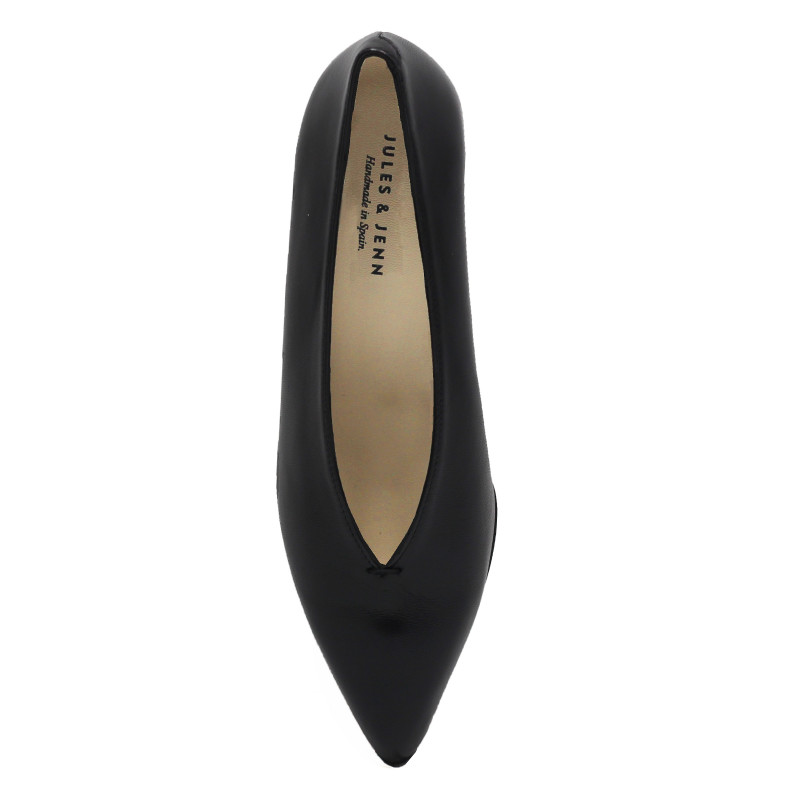 vue dessus escarpin decollete V cuir noir jules & jenn