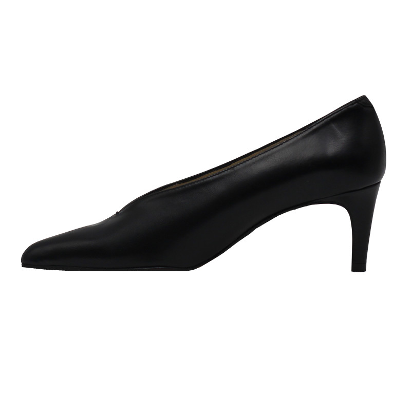 vue interieure escarpin decollete V cuir noir jules & jenn