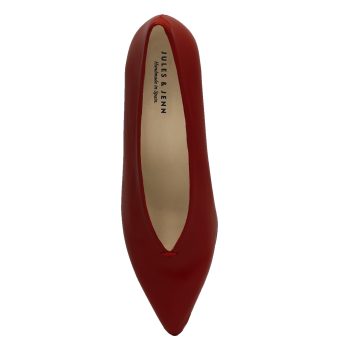 vue dessus escarpin decollete V cuir rouge jules & jenn