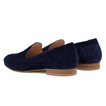 vue arriere slippers classiques cuir daim bleu jules & jenn