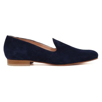 vue exterieur slippers classiques cuir daim bleu jules & jenn