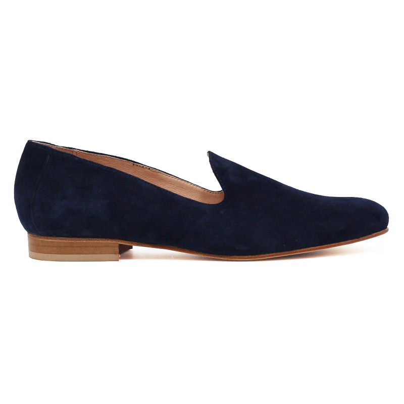 vue exterieur slippers classiques cuir daim bleu jules & jenn
