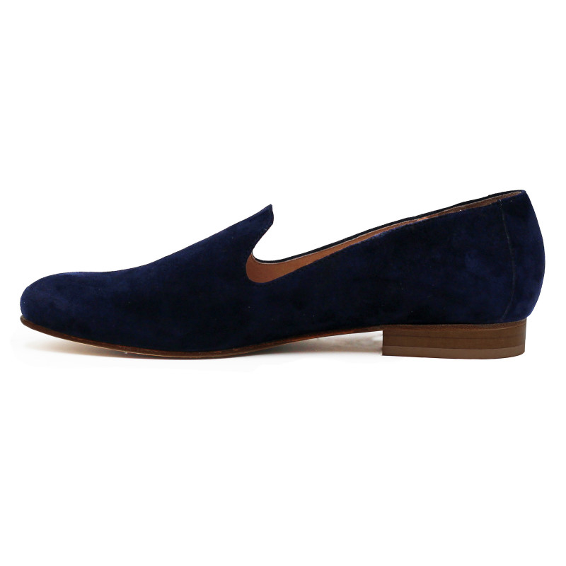 vue interieur slippers classiques cuir daim bleu jules & jenn