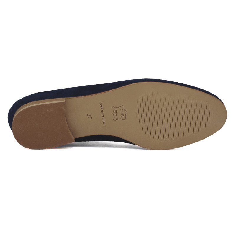 vue dessous slippers classiques cuir daim bleu jules & jenn