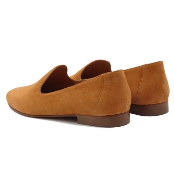 vue arriere slippers classiques cuir daim camel jules & jenn