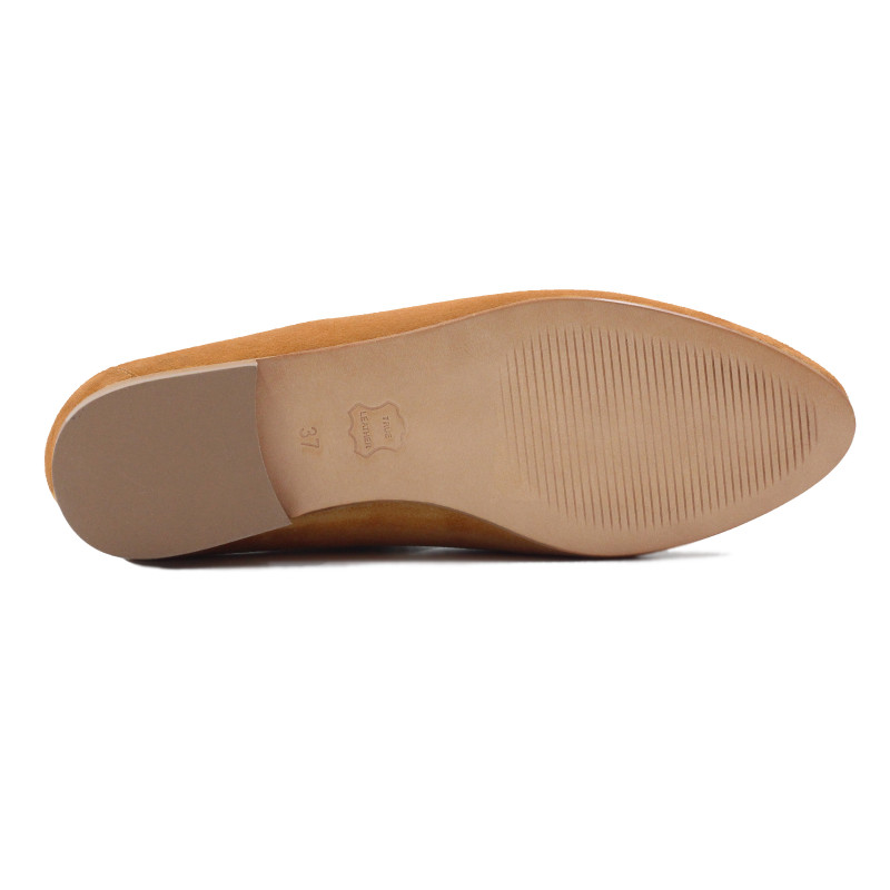 semelle cuir slippers classiques daim camel jules & jenn