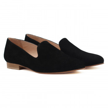 slippers classiques cuir daim noir jules & jenn