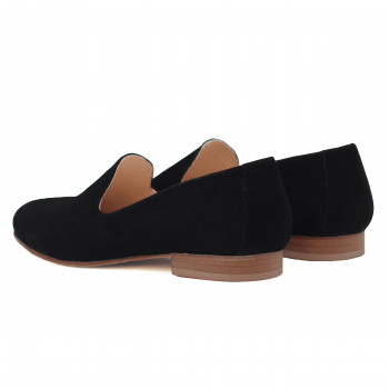 vue arriere slippers classiques cuir daim noir jules & jenn