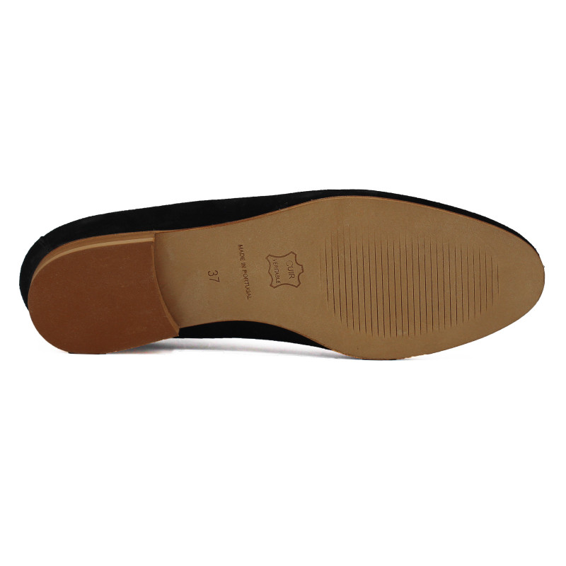 vue dessous slippers classiques cuir daim noir jules & jenn