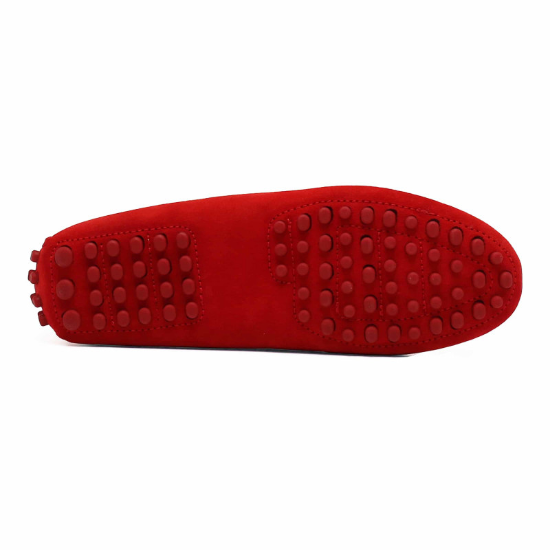 vue dessous mocassins femme cuir daim rouge jules & jenn