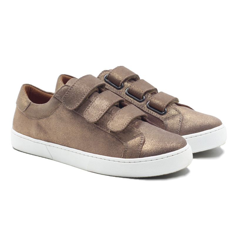 baskets a scratch cuir bronze metallise jules & jenn