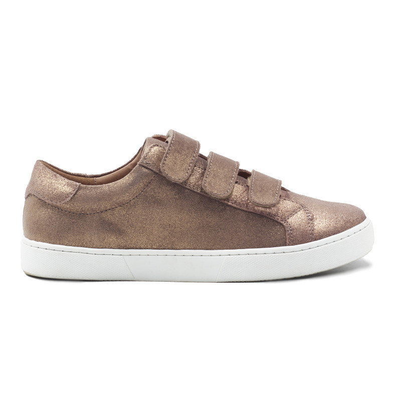 vue exterieur baskets a scratch cuir bronze metallise jules & jenn